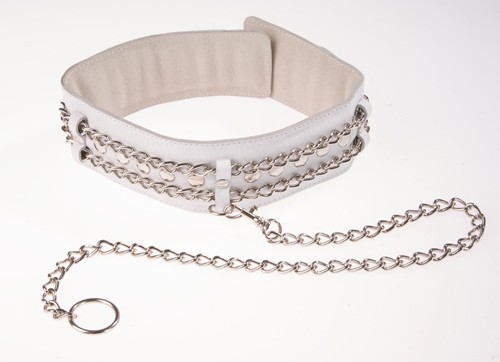 Ошейник нат.кожа дл. цепочки с караб. 50см.