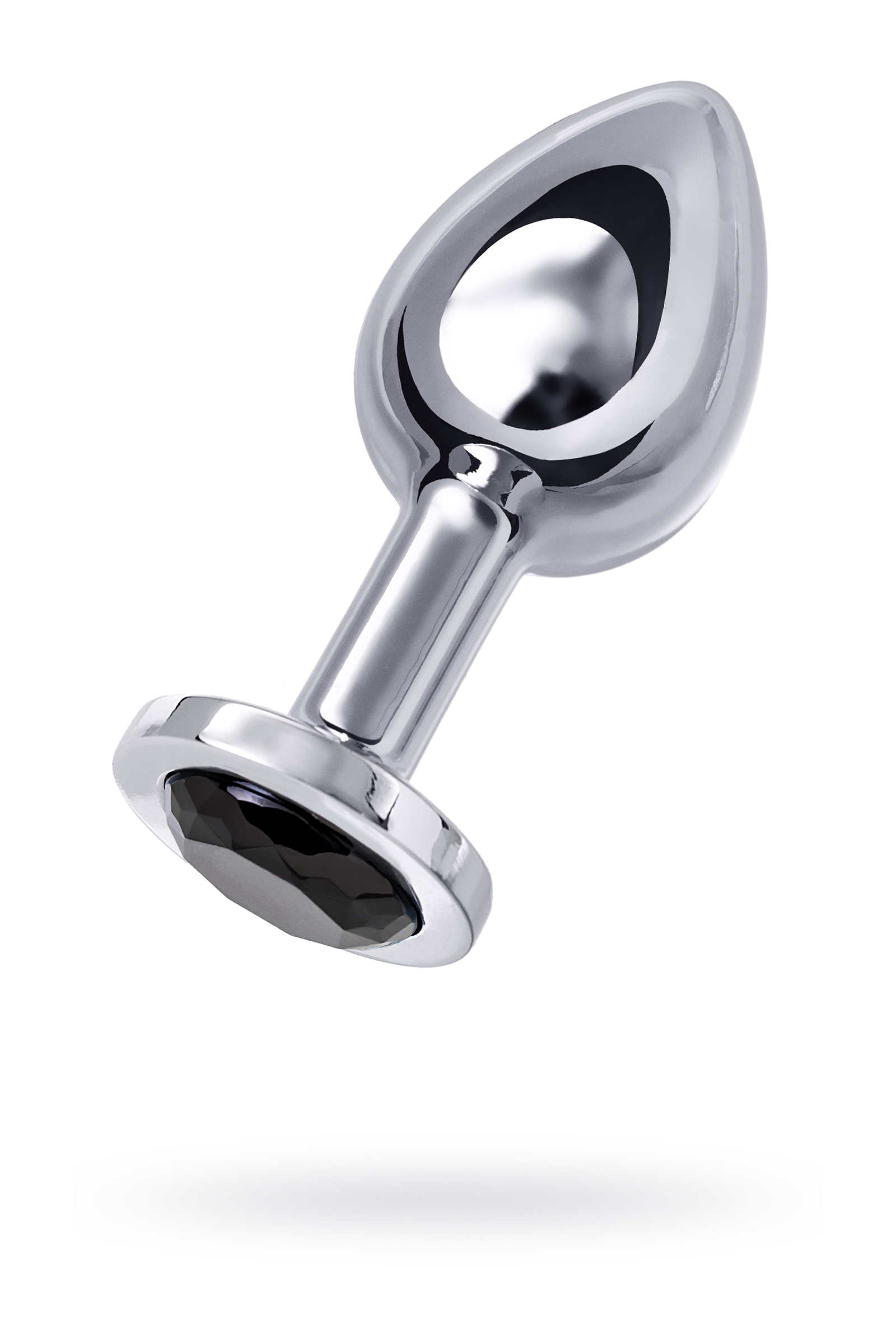 Анальная втулка TOYFA Metall, металл, серебристая, с черным кристаллом, 8,5 см, Ø 4 см, 360 г