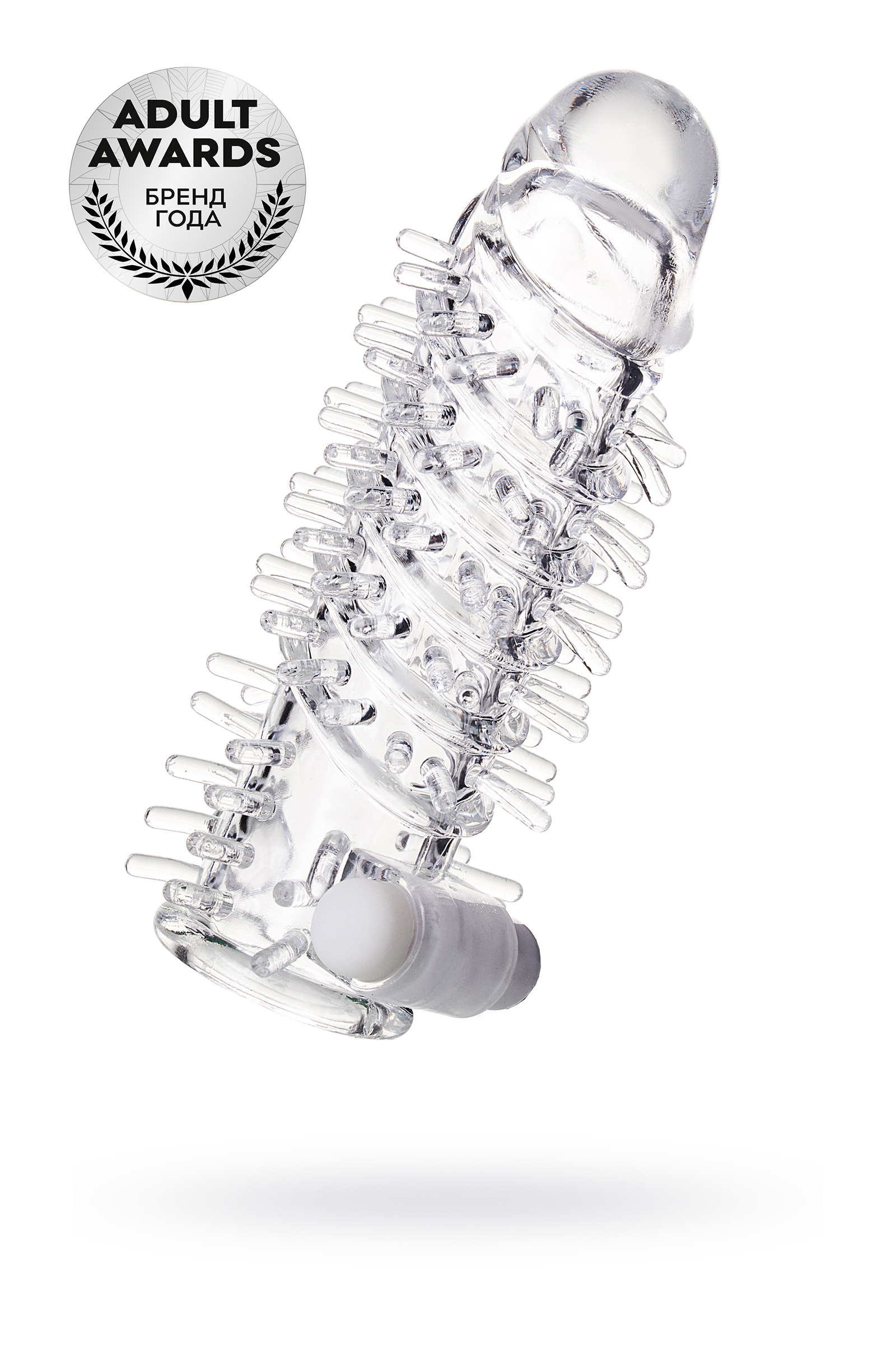 Насадка на пенис TOYFA A-Toys FRIL с вибропулейЙ, TPR, прозрачная, 13,4 см