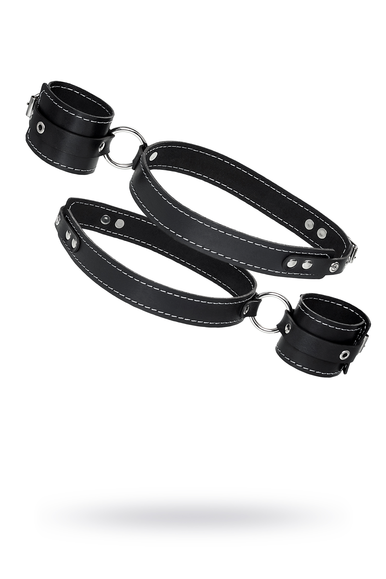 Бандажная система для фиксации рук к ногам Pecado BDSM, натуральная кожа, черная