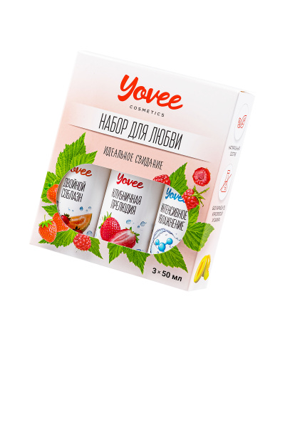 Набор гелей-смазок Yovee для любви, вкусовые(клубн+клубн/дыня)+увл(гиалур),3х50мл