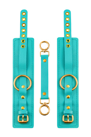 Оковы Pecado BDSM, прямоугольные, однослойные, натуральная кожа, голубой