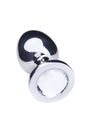 Анальная втулка  TOYFA Metall, металл, серебрянная, с белым  кристаллом, 10 см, Ø 4 см