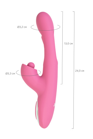 Вибратор с двигающимся язычком и стимулирующим шариком, JOS Monti, силикон, розовый, 24 см