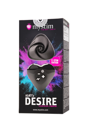 Вибратор Mystim Heart ́s Desire с электростимуляцией, силикон, черный, 6,7 см