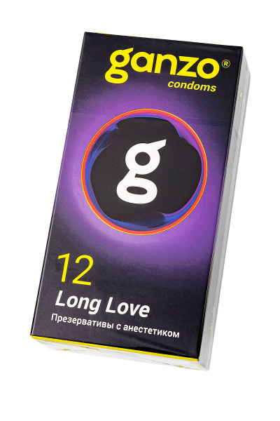 Презервативы Ganzo, Long Love,с анастетиком, латекс,18 см, 5,2 см, 12 шт.