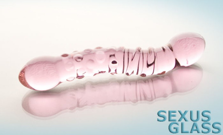 Двусторонний фаллоимитатор Sexus Glass, стекло, розовый, 20,5 см