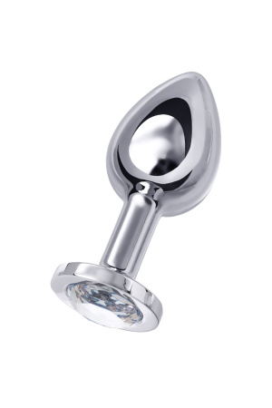 Анальная втулка  TOYFA Metall, металл, серебрянная, с белым  кристаллом, 10 см, Ø 4 см