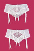Трусики  эротические-пояс с кружевными вставками, белые, (46-48)