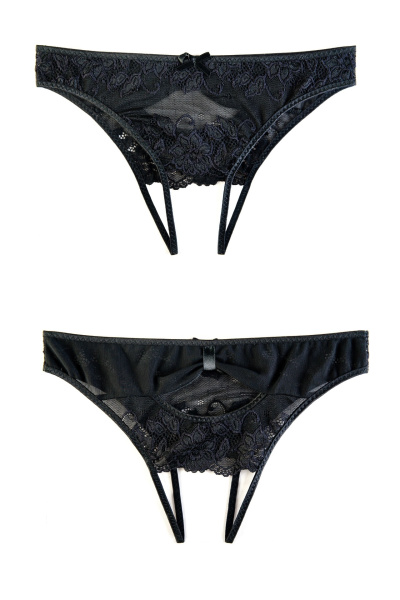 Трусики  эротическиеи со вставкой стрейч-сетки, черные, (46-48)