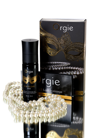 Комплект для эротического массажа  Orgie Pear Lust Massage (силиконовый массажный гель + жемчужное ожерелье), 30 мл