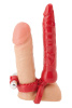 Вибронасадка Toyfa с анальным стимулятором, Красная, 17,5 см, Ø 2,5
