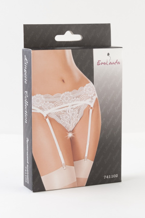 Комплект: пояс для чулок и трусики кружевные, белые,(42-44)